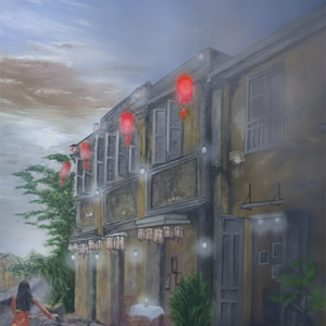 Lantern Evening Oil Painting original artwork