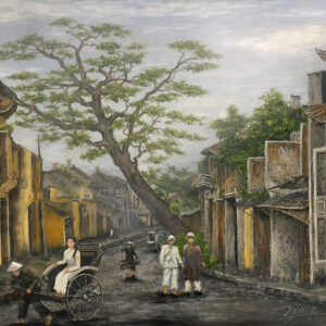 Original Hanoi oil painting The Street That Remembered – Hà Nội 1900