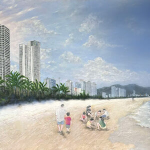 My Khe Beach digital wall art featuring Da Nang skyline and ocean coastline