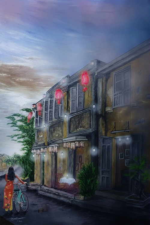 Lantern Evening Oil Painting original artwork